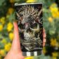 Dragon skull tumbler cup mug, skull in fire coffee mug, evil beer mug, skull freezer Mug, death skull beer mug, biker skull beer mug tumbler