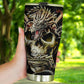 Dragon skull tumbler cup mug, skull in fire coffee mug, evil beer mug, skull freezer Mug, death skull beer mug, biker skull beer mug tumbler