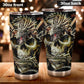 Dragon skull tumbler cup mug, skull in fire coffee mug, evil beer mug, skull freezer Mug, death skull beer mug, biker skull beer mug tumbler