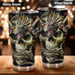Dragon skull tumbler cup mug, skull in fire coffee mug, evil beer mug, skull freezer Mug, death skull beer mug, biker skull beer mug tumbler