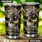 Dragon skull tumbler cup mug, skull in fire coffee mug, evil beer mug, skull freezer Mug, death skull beer mug, biker skull beer mug tumbler