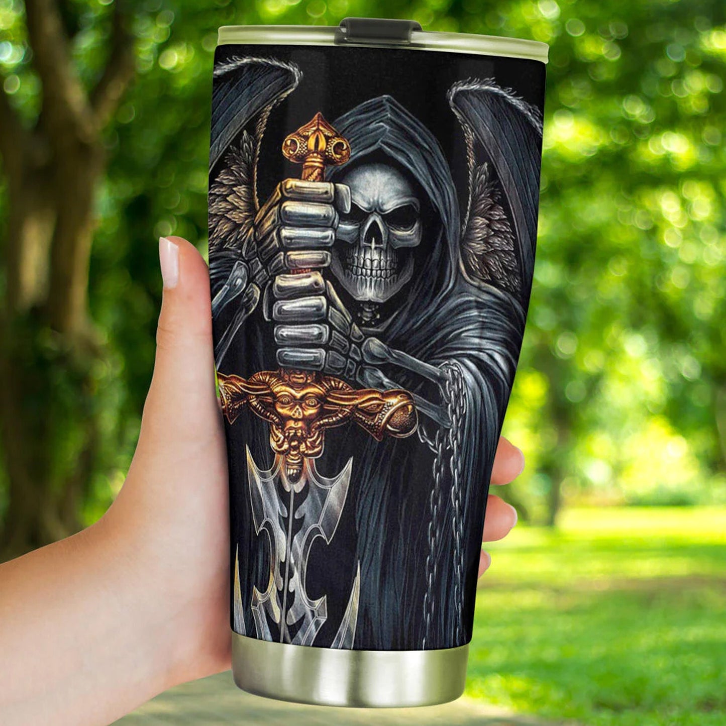 Evil jumbo Mug, gothic skull tumblr, horror tumblr, skull beer mug, skeleton travel mug, gothic skull beer mug, halloween coffee mug tumbler