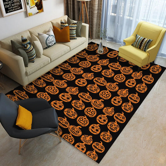 Sugar skull pumpkin carpet, floral sugar skull kitchen mat, dia de los muertos skull carpet, sugar skull girl floor carpet, candy skull rug