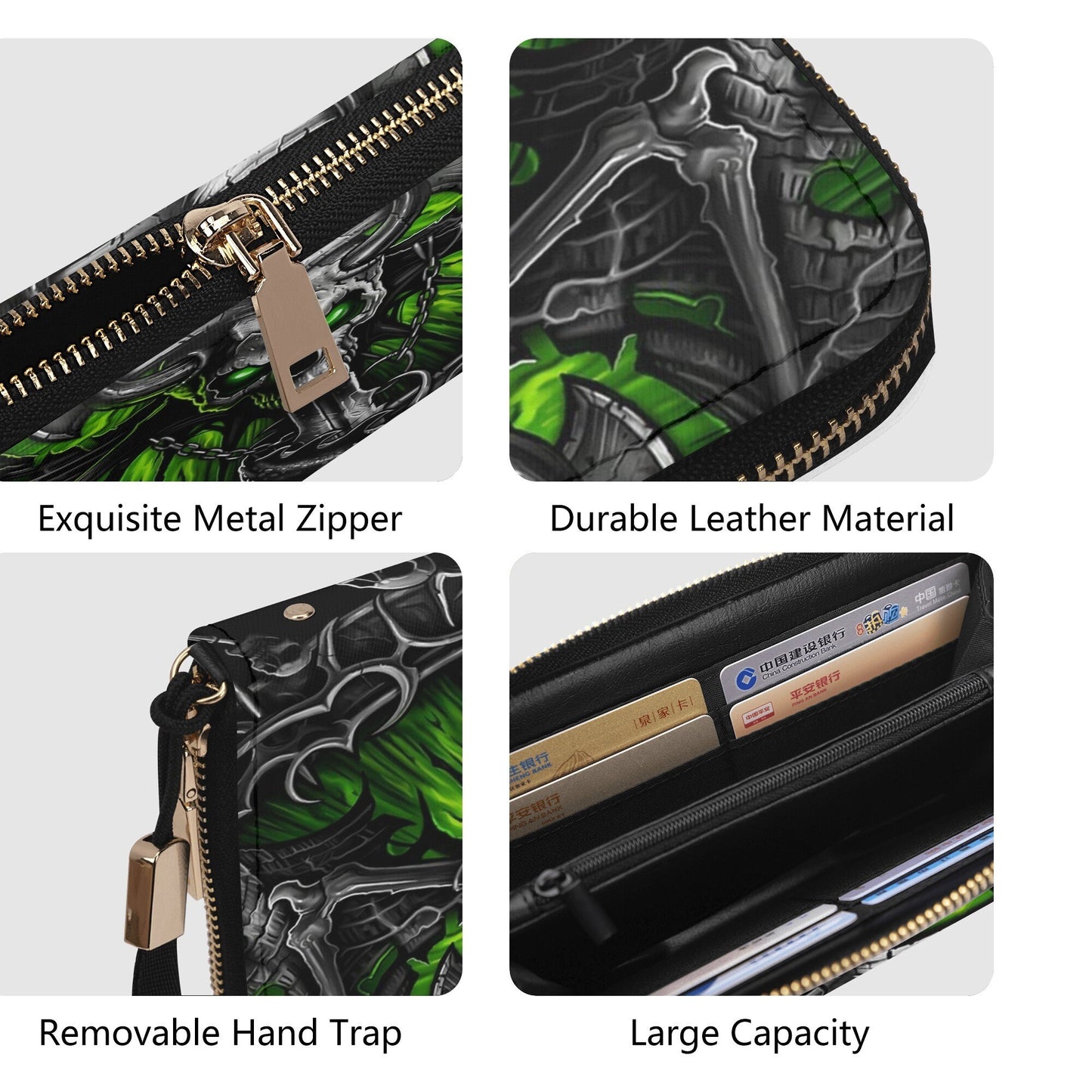 Halloween handbag, flower skull long wallet, halloween messenger bag, flaming skull bag with shoulder strap christmas skull purse gothic bag