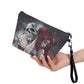 Gothic skull bag with shoulder strap, punisher skull long wallet, horror tote bag skeleton messenger bag, skeleton wallet flower skull purse