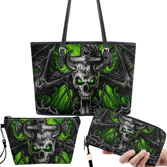 Halloween handbag, flower skull long wallet, halloween messenger bag, flaming skull bag with shoulder strap christmas skull purse gothic bag
