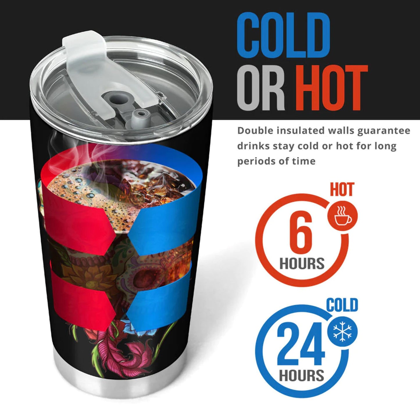 Dia de los muertos skull cup, floral sugar skull mug, dia de los muertos skull travel mug, sugar skull travel mug, candy skull travel mug