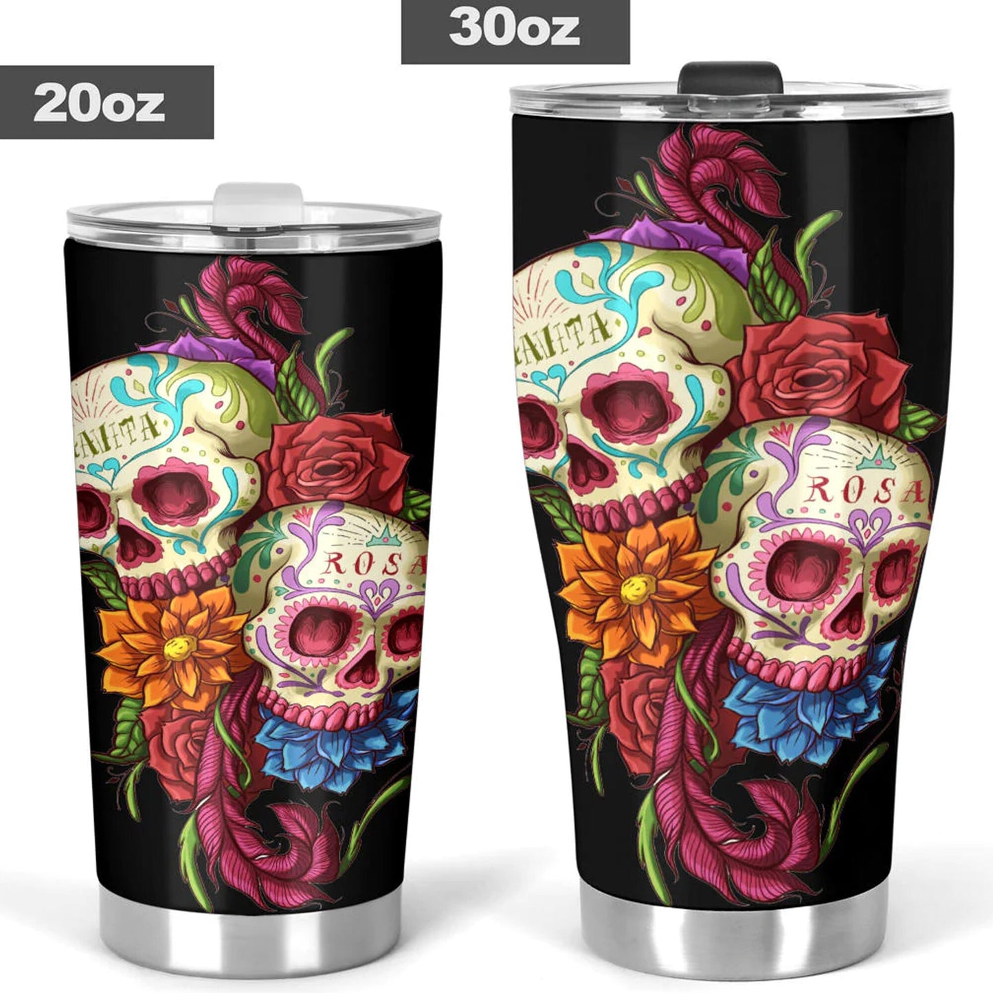 Dia de los muertos skull cup, floral sugar skull mug, dia de los muertos skull travel mug, sugar skull travel mug, candy skull travel mug