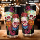 Dia de los muertos skull cup, floral sugar skull mug, dia de los muertos skull travel mug, sugar skull travel mug, candy skull travel mug