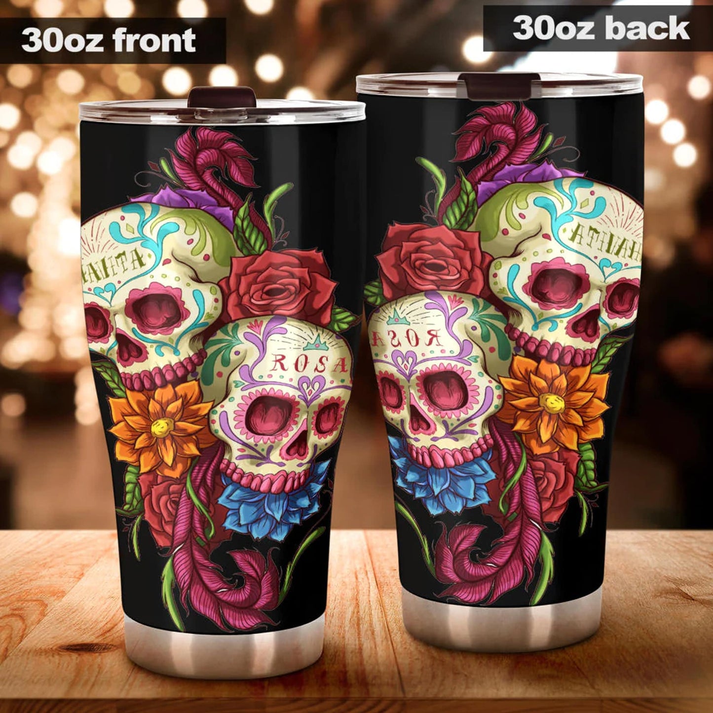 Dia de los muertos skull cup, floral sugar skull mug, dia de los muertos skull travel mug, sugar skull travel mug, candy skull travel mug
