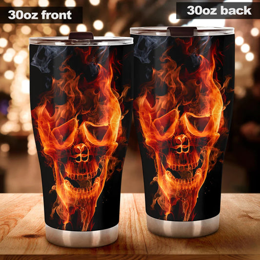Skull in fire freezer Mug, punisher skull freezer Mug, christmas skull mug, skeleton tumblr, punisher skull cup, halloween jumbo Mug tumbler