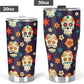 Mexico travel mug, day of the dead tumblr, floral sugar skull beer mug, day of the dead jumbo Mug, floral skull freezer Mug, candy skull cup
