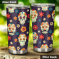 Mexico travel mug, day of the dead tumblr, floral sugar skull beer mug, day of the dead jumbo Mug, floral skull freezer Mug, candy skull cup