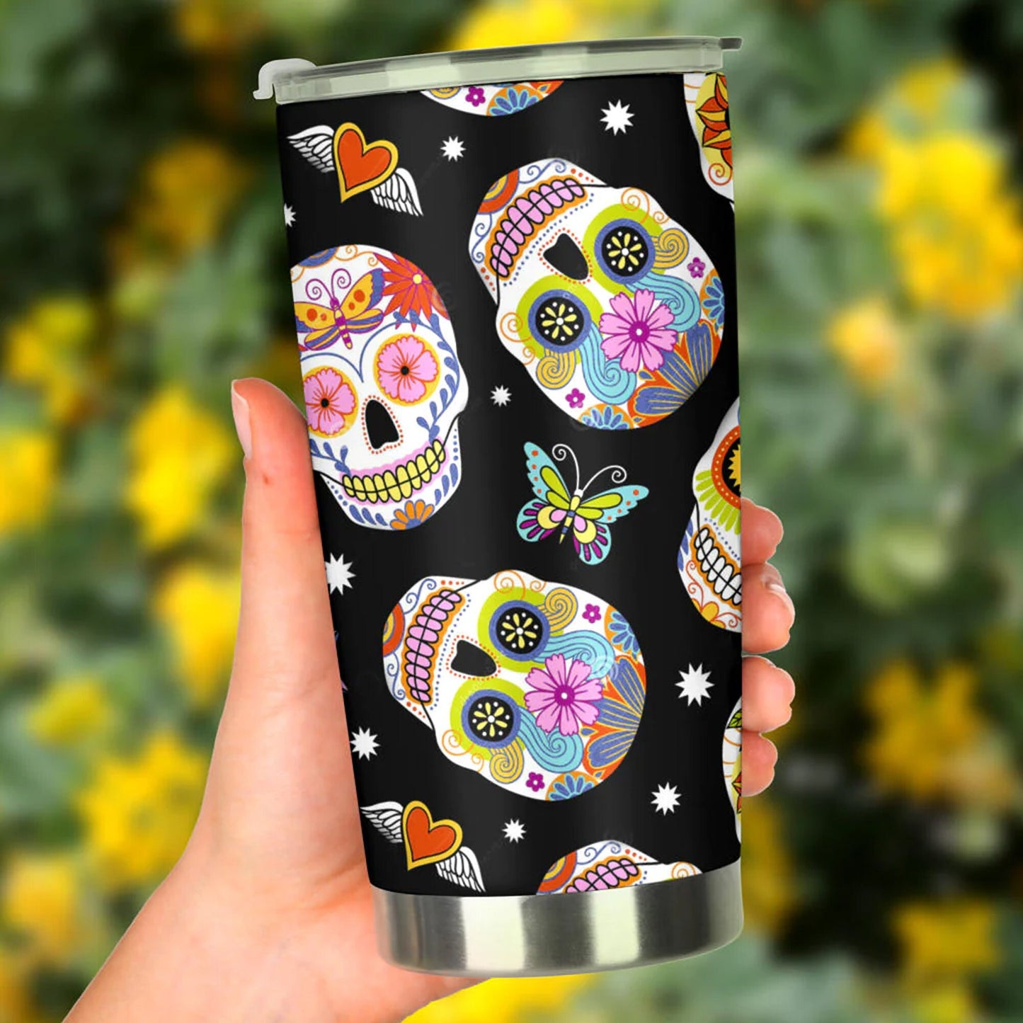 Mexico beer mug, sugar skull girl tumbler, candy skull beer mug, floral sugar skull tumbler cup mug, dia de los muertos skull tumblr