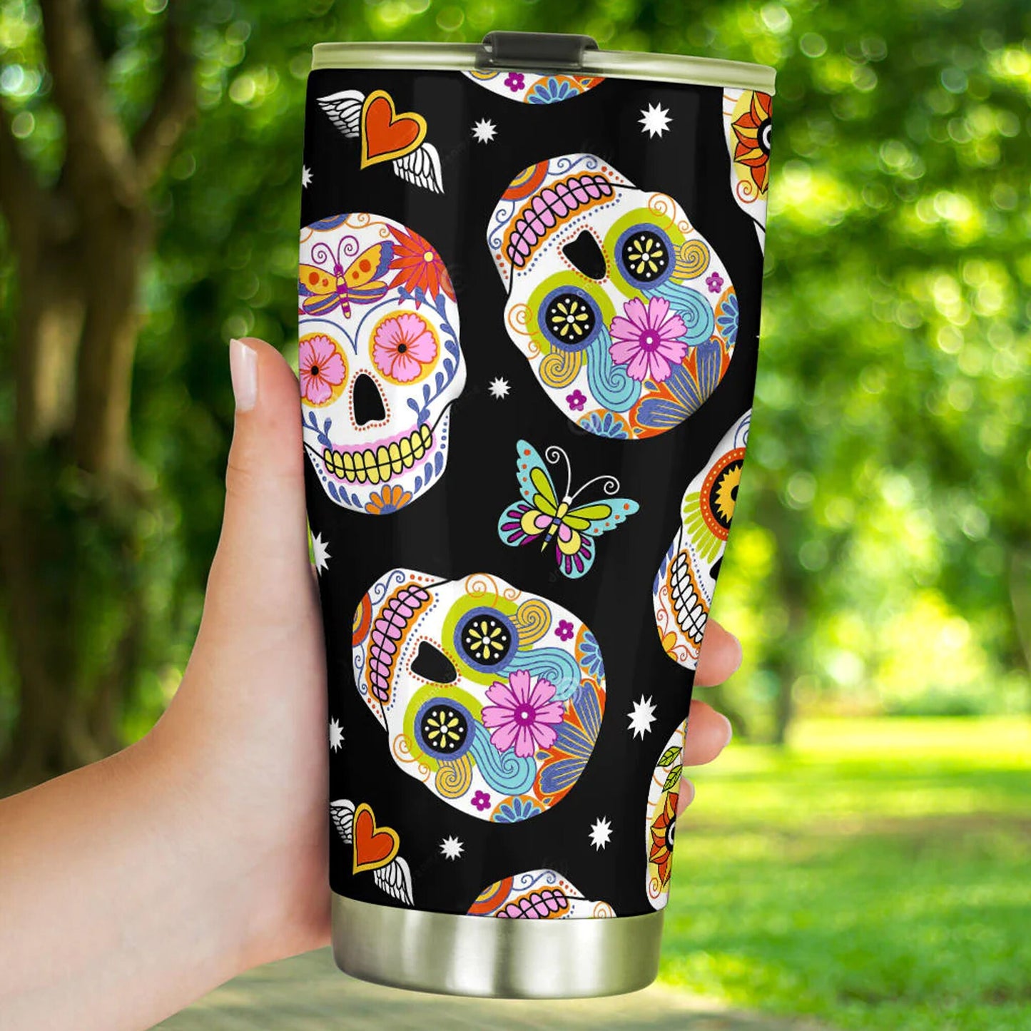 Mexico beer mug, sugar skull girl tumbler, candy skull beer mug, floral sugar skull tumbler cup mug, dia de los muertos skull tumblr
