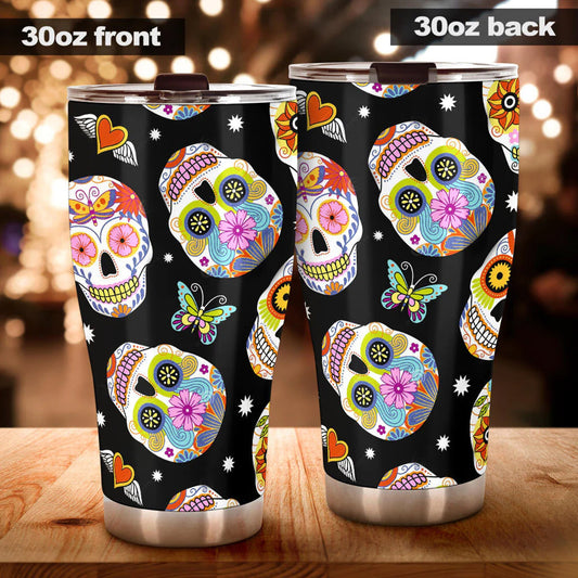 Mexico beer mug, sugar skull girl tumbler, candy skull beer mug, floral sugar skull tumbler cup mug, dia de los muertos skull tumblr