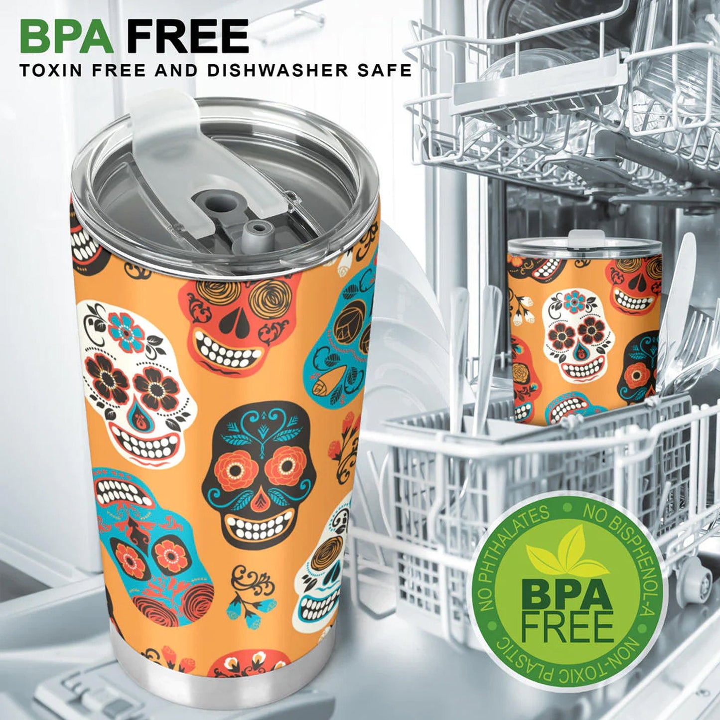 Mexican skull freezer Mug, day of the dead beer mug, sugar skull girl tumbler, cinco de mayo skull tumbler cup mug, mexican skull tumbler