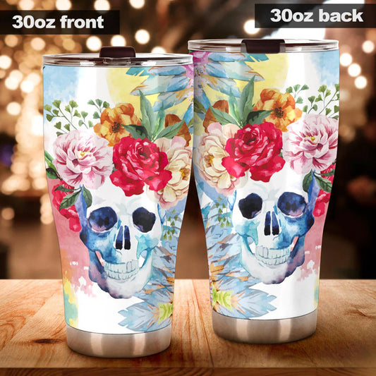 Skull tumbler cup mug, motorcycle skull travel mug, biker skull freezer Mug, flaming skull coffee mug, christmas skull jumbo Mug, gothic mug