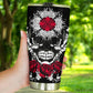 Skull in fire jumbo Mug, evil cup, gothic skull tumbler cup mug, skeleton cup, flower skull freezer Mug, evil beer mug, flower skull mug cup