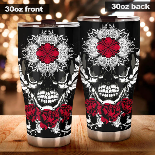 Skull in fire jumbo Mug, evil cup, gothic skull tumbler cup mug, skeleton cup, flower skull freezer Mug, evil beer mug, flower skull mug cup