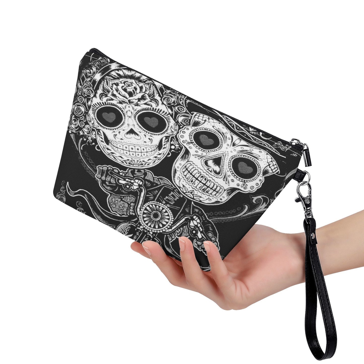 Candy skull handbag, floral skull cosmetic wallet, floral skull shoulder bag, sugar skull girl messenger bag, cinco de mayo skull tote bag