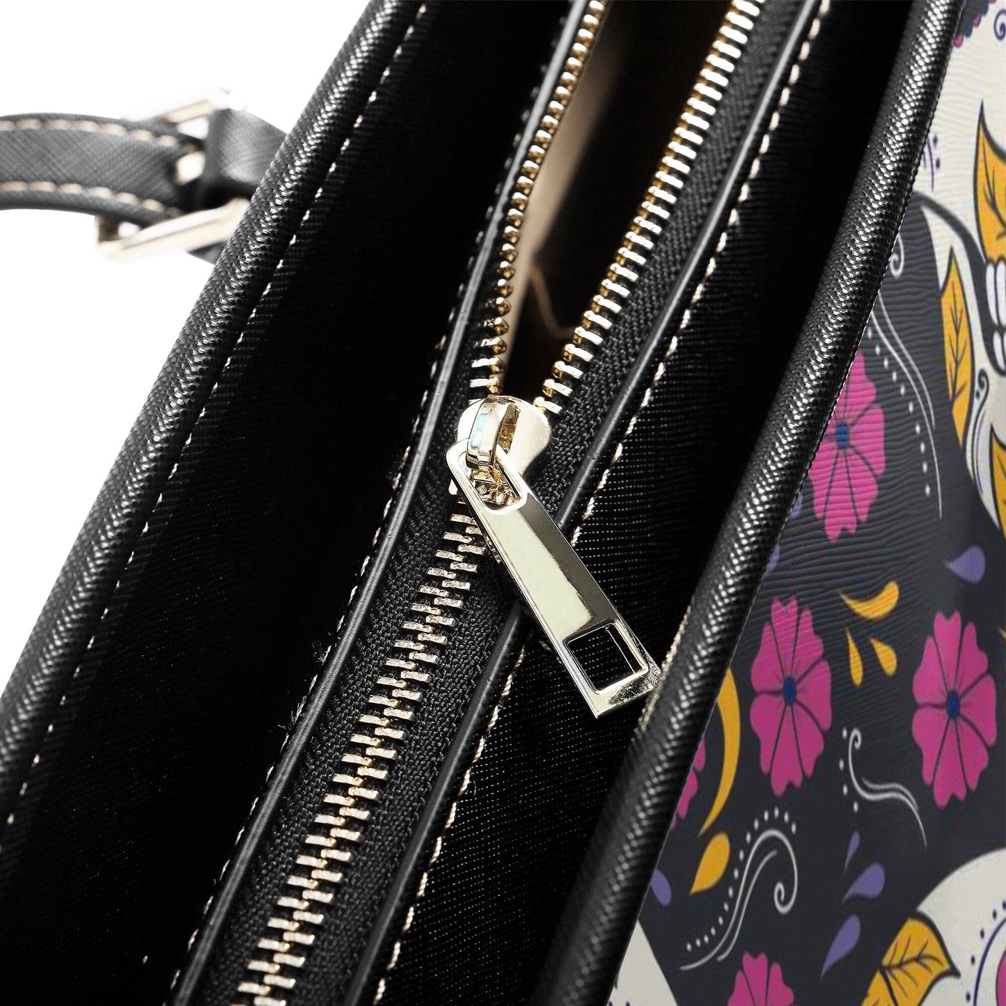 Sugar skull cosmetic wallet, day of the dead tote bag, floral sugar skull travel bag, mexican skull crossbody bag, sugar skull girl handbag