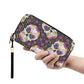 Sugar skull cosmetic wallet, day of the dead tote bag, floral sugar skull travel bag, mexican skull crossbody bag, sugar skull girl handbag