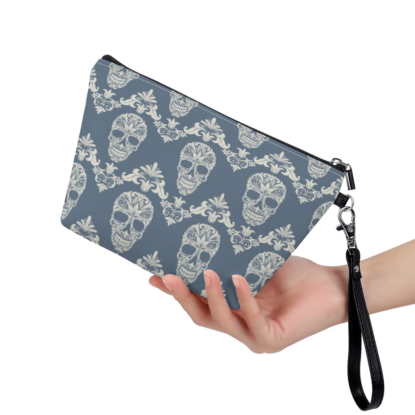 Floral sugar skull cosmetic bag, sugar skull tote bag, sugar skull wallet, mexican skull bag with shoulder strap, mexican skull cosmetic bag
