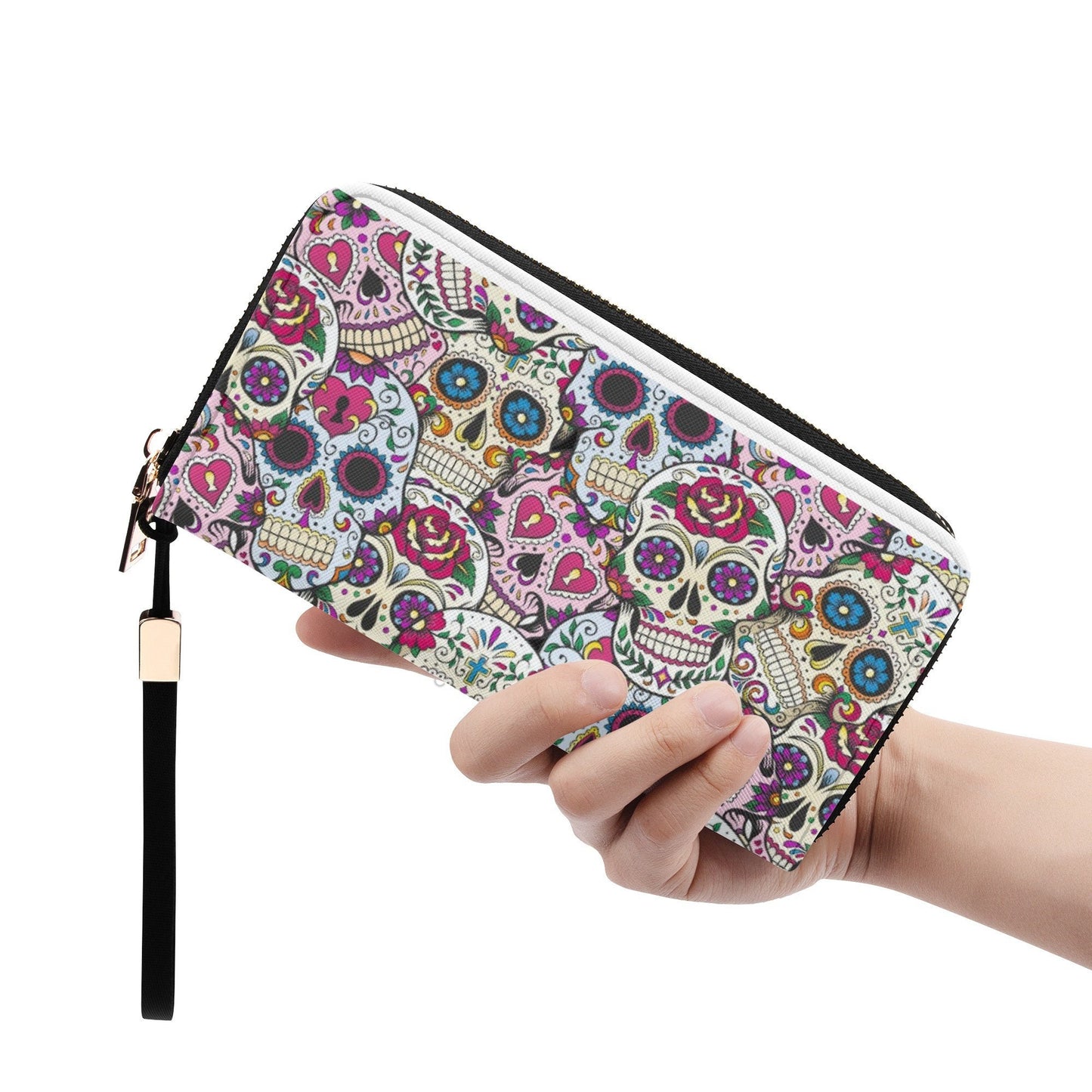 Day of the dead cosmetic wallet, cinco de mayo skull cosmetic bag, sugar skull girl cosmetic wallet mexico cosmetic wallet mexican skull bag