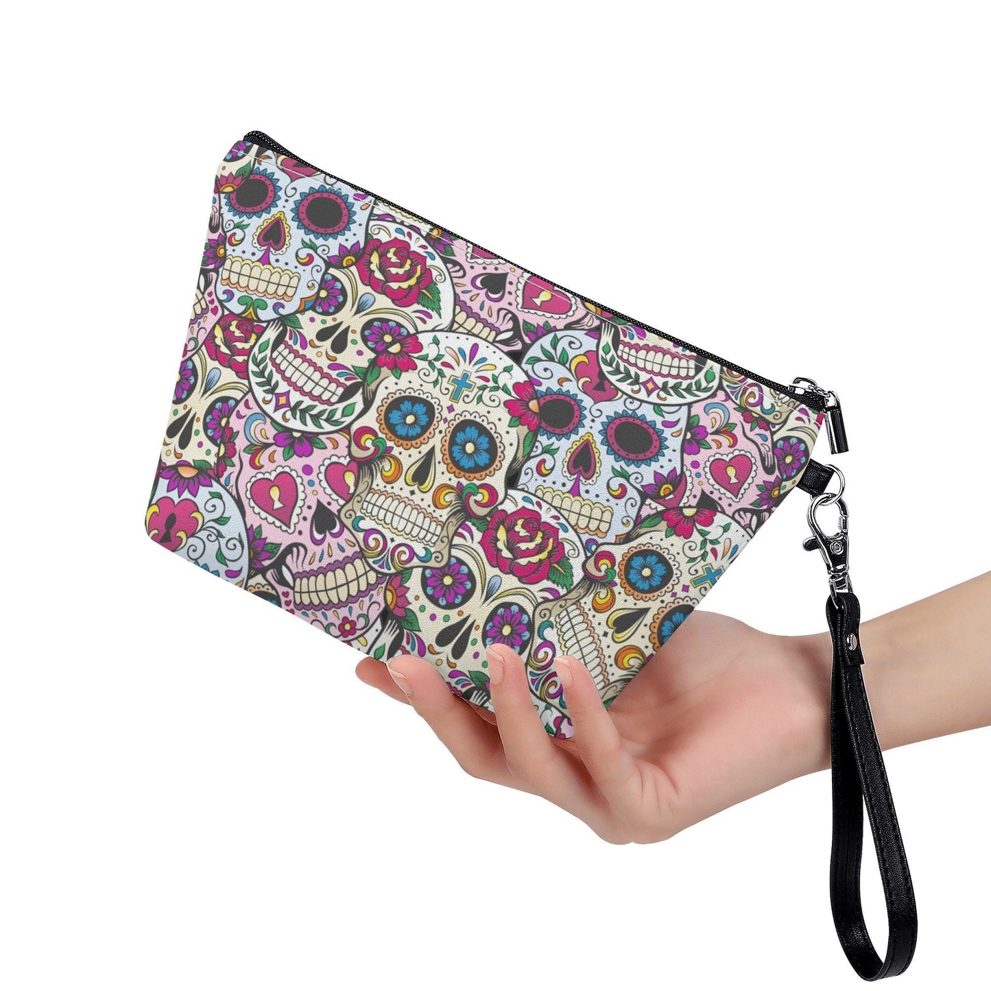Day of the dead cosmetic wallet, cinco de mayo skull cosmetic bag, sugar skull girl cosmetic wallet mexico cosmetic wallet mexican skull bag