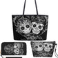 Candy skull handbag, floral skull cosmetic wallet, floral skull shoulder bag, sugar skull girl messenger bag, cinco de mayo skull tote bag