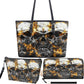 Skeleton cosmetic wallet, skull in fire handbag, flaming skull bag with shoulder strap, gothic skull purse, grim reaper long wallet, horror