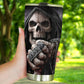 Grim reaper beer mug, flaming skull tumblr, skull in fire jumbo Mug, floral skull tumbler cup mug, goth tumbler cup mug, punisher skull mug