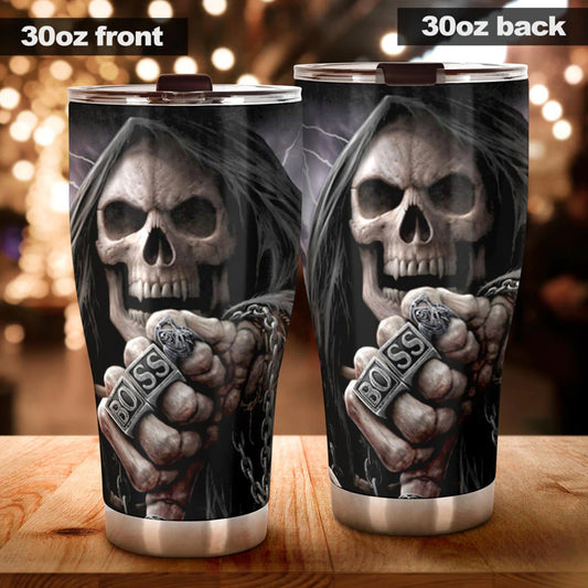 Grim reaper beer mug, flaming skull tumblr, skull in fire jumbo Mug, floral skull tumbler cup mug, goth tumbler cup mug, punisher skull mug