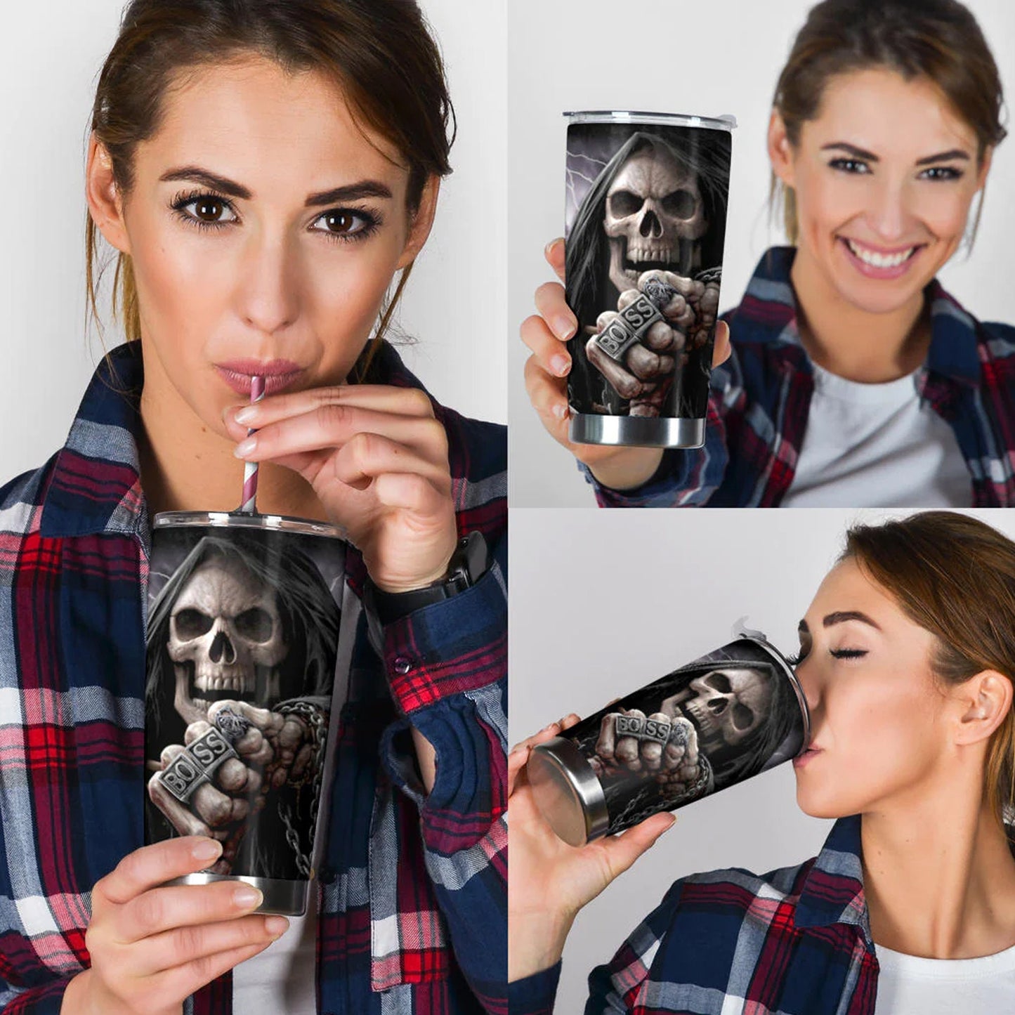 Grim reaper beer mug, flaming skull tumblr, skull in fire jumbo Mug, floral skull tumbler cup mug, goth tumbler cup mug, punisher skull mug