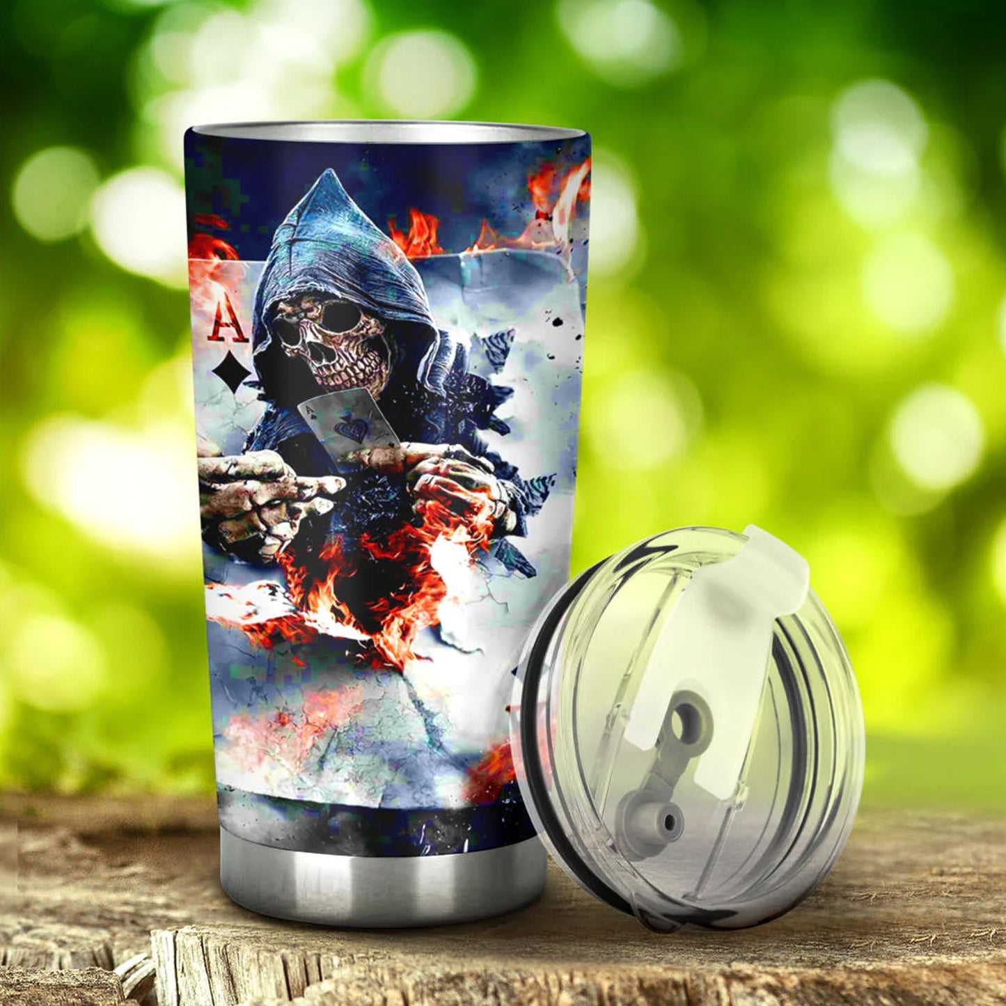 Grim reaper travel mug, flame skull mug, floral skull tumbler cup mug, christmas skull freezer Mug, halloween freezer Mug horror tumbler cup