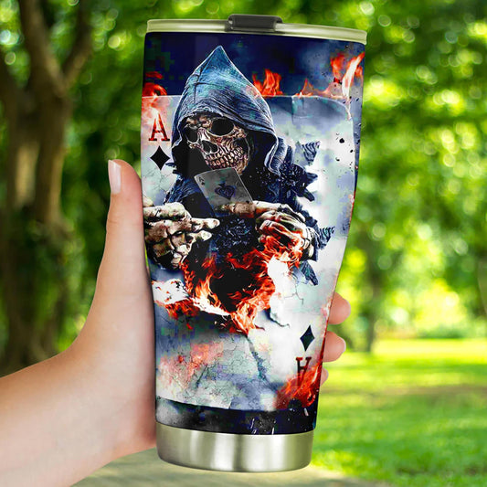 Grim reaper travel mug, flame skull mug, floral skull tumbler cup mug, christmas skull freezer Mug, halloween freezer Mug horror tumbler cup