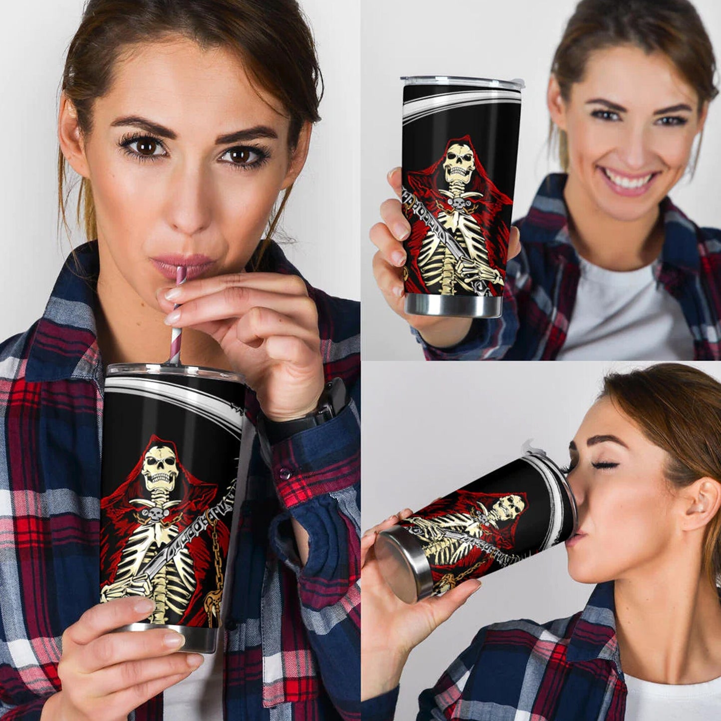 Halloween beer mug, evil jumbo Mug, skull in fire tumbler cup mug, gothic skull tumblr, floral skull travel mug, skeleton tumbler cup mug