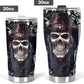 Reaper skull travel mug, skull beer mug, motorcycle skull tumbler cup mug, goth jumbo Mug, grim reaper freezer Mug, skull in fire tumblr mug