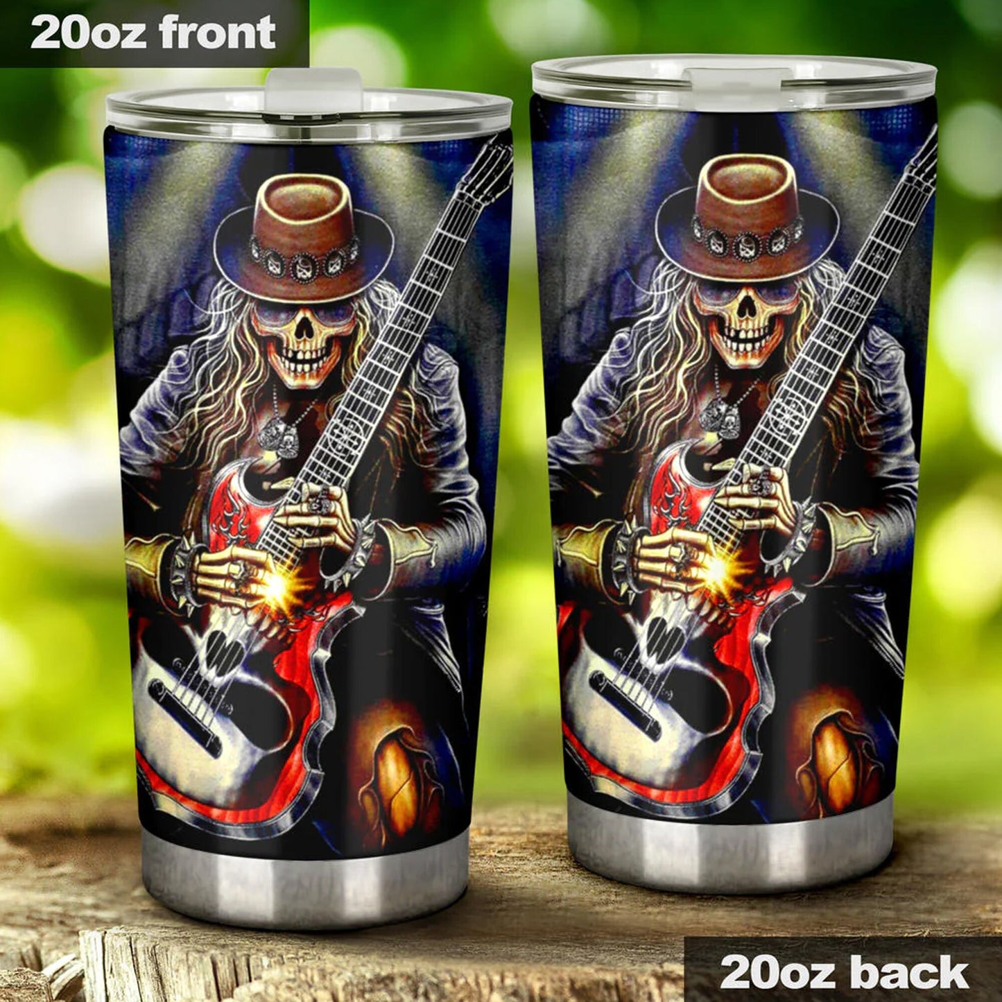 Guitarist skull Mug, punisher skull tumbler, goth tumblr, death skull tumblr, grim reaper coffee mug, gothic skull mug, skeleton travel mug