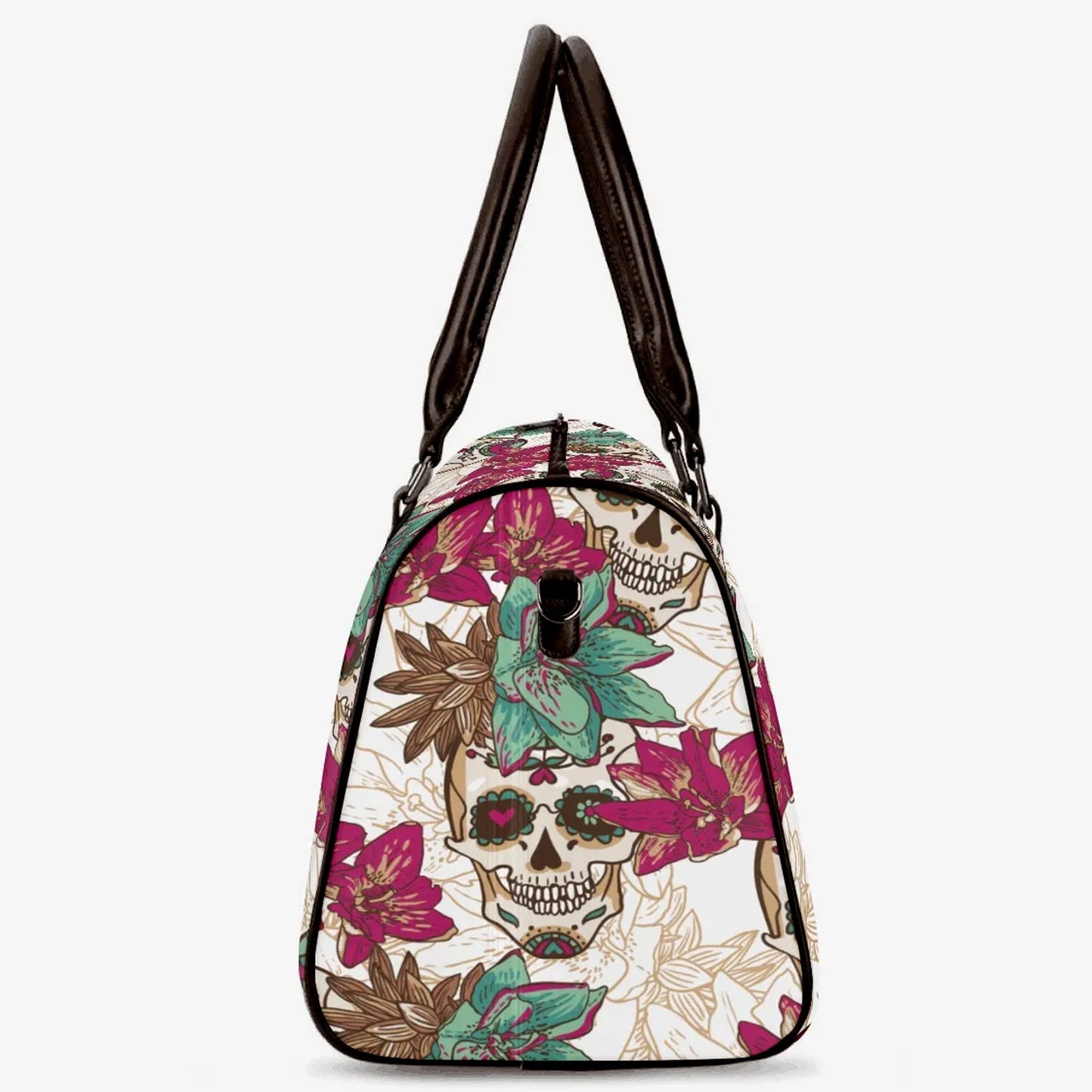 Floral skull Canvas Weekend Travel Bag, calaveras skull duffel bag, sugar skull large travel bag dia de los muertos skull travel bag handbag