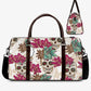 Floral skull Canvas Weekend Travel Bag, calaveras skull duffel bag, sugar skull large travel bag dia de los muertos skull travel bag handbag
