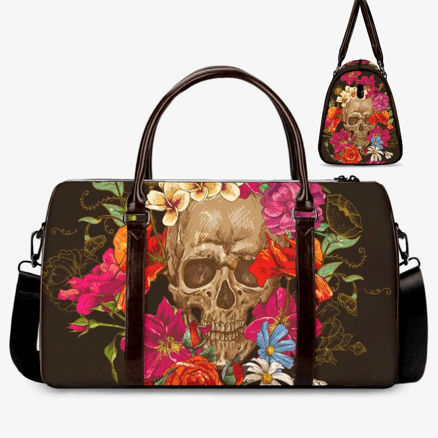 Day of the dead Carry On Bag, sugar skull Carry on Weekender Overnight Bag, mexican skull Overnight Bag, day of the dead monogrammed bags