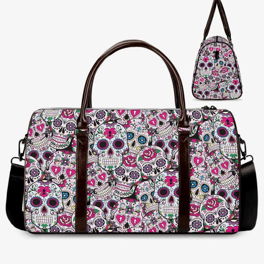Dia de los muertos skull Vacation Holidays Travel Bag, mexican skull Carry on Weekender Overnight Bag, sugar skull girl duffel bag handbag