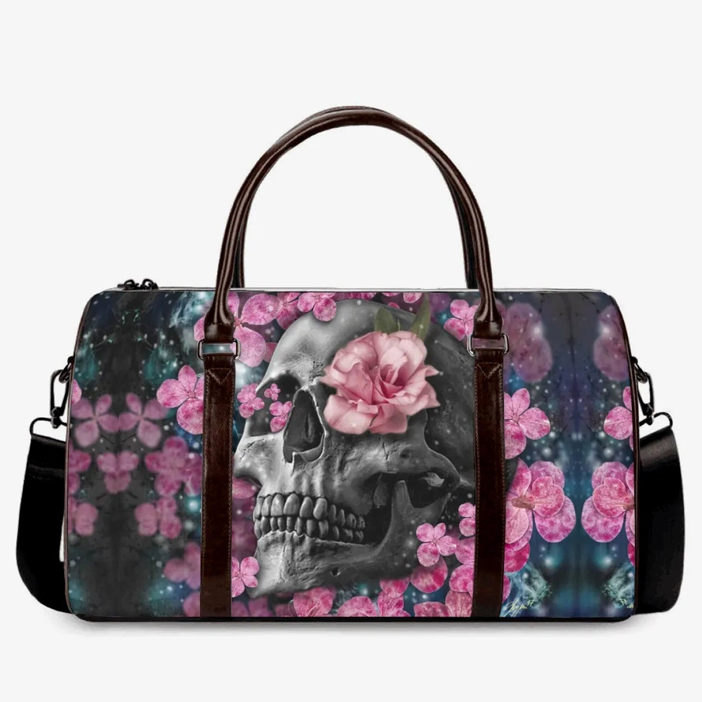 Evil duffel bag, horror large travel bag, floral skull handbag, flaming skull Hospital Bag, grim reaper Carry On Bag, skull shoulder bags