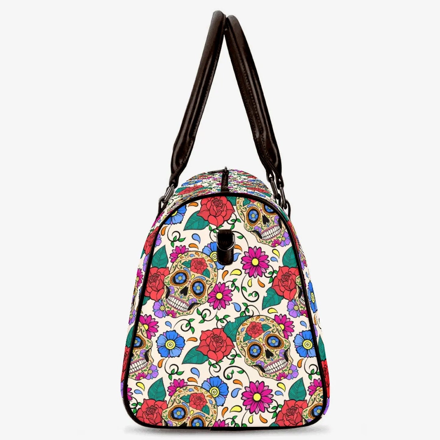 Floral sugar skull Vacation Holidays Travel Bag, candy skull handbag, floral skull Overnight Bag floral sugar skull large travel bag handbag