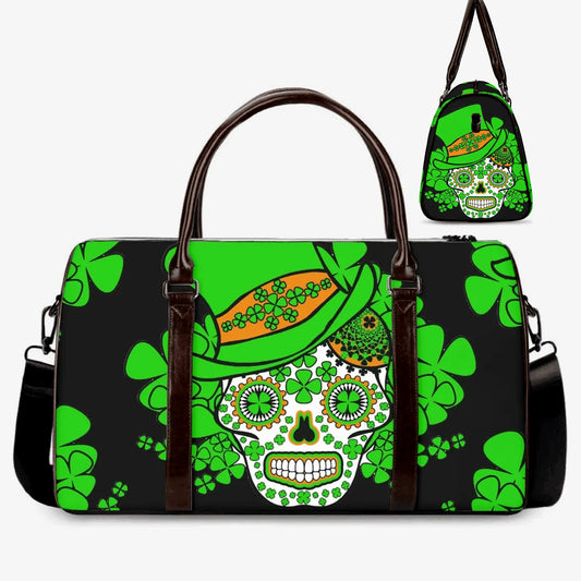 St patrick's day skull Carry On Bag, day of the dead Vacation Holidays Travel Bag, Overnight Bag day of the dead Vacation Holiday Travel Bag