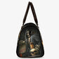 Flame skull Canvas Weekend Travel Bag, biker skull monogrammed bag, rose skull handbag, motorcycle skull shoulder bag grim reaper duffel bag