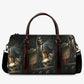 Flame skull Canvas Weekend Travel Bag, biker skull monogrammed bag, rose skull handbag, motorcycle skull shoulder bag grim reaper duffel bag