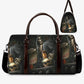 Flame skull Canvas Weekend Travel Bag, biker skull monogrammed bag, rose skull handbag, motorcycle skull shoulder bag grim reaper duffel bag